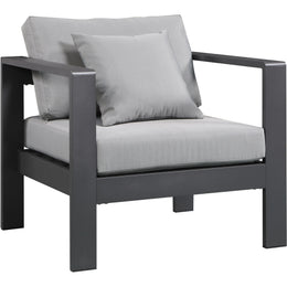 Meridian Nizuc Grey Water Resistant Fabric Outdoor Patio Aluminum Arm Chair