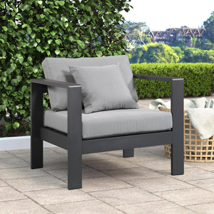 Meridian Nizuc Grey Water Resistant Fabric Outdoor Patio Aluminum Arm Chair