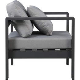 Meridian Nizuc Grey Water Resistant Fabric Outdoor Patio Aluminum Arm Chair