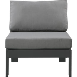 Meridian Nizuc Grey Water Resistant Fabric Outdoor Patio Aluminum Armless Chair
