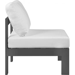 Meridian Nizuc White Water Resistant Fabric Outdoor Patio Aluminum Armless Chair