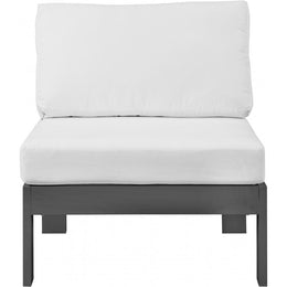 Meridian Nizuc White Water Resistant Fabric Outdoor Patio Aluminum Armless Chair