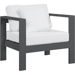Meridian Nizuc White Water Resistant Fabric Outdoor Patio Aluminum Arm Chair