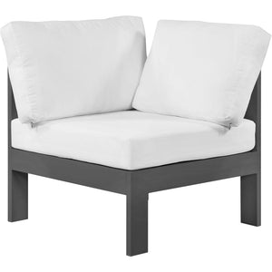 Meridian Nizuc White Water Resistant Fabric Outdoor Patio Aluminum Corner Chair