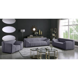 Meridian Naya Grey Velvet Chair