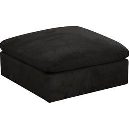 Meridian Cozy Black Velvet Ottoman