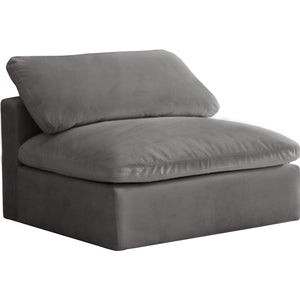 Meridian Cozy Grey Velvet Chair