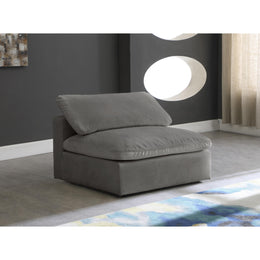 Meridian Cozy Grey Velvet Chair