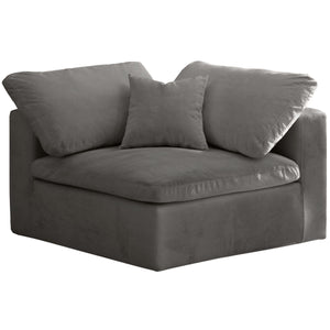 Meridian Cozy Grey Velvet Chair