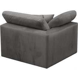 Meridian Cozy Grey Velvet Chair