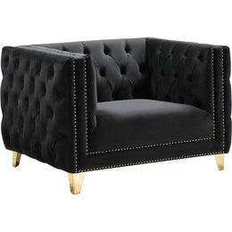 Meridian Michelle Black Velvet Chair
