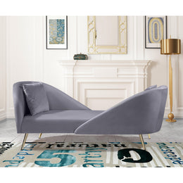 Meridian Nolan Grey Velvet Chaise