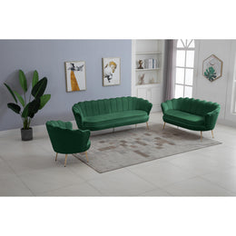 Meridian Gardenia Green Velvet Chair