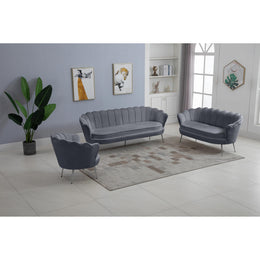 Meridian Gardenia Grey Velvet Chair