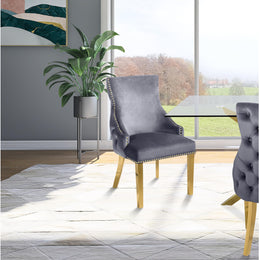 Meridian Tuft Grey Velvet Dining Chair