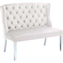 Meridian Suri Cream Velvet Settee Bench