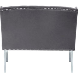 Meridian Suri Grey Velvet Settee Bench