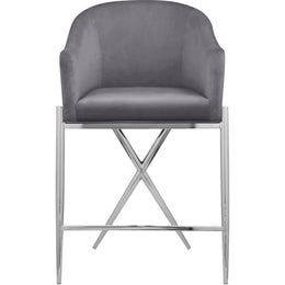 Meridian Xavier Grey Velvet Counter Stool
