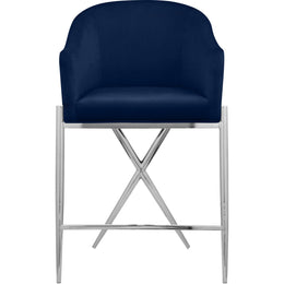 Meridian Xavier Navy Velvet Counter Stool