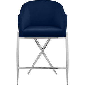 Meridian Xavier Navy Velvet Counter Stool