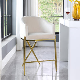 Meridian Xavier Cream Velvet Counter Stool