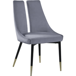 Meridian Sleek Grey Velvet Dining Chair
