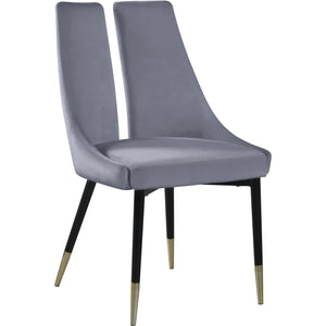 Meridian Sleek Grey Velvet Dining Chair