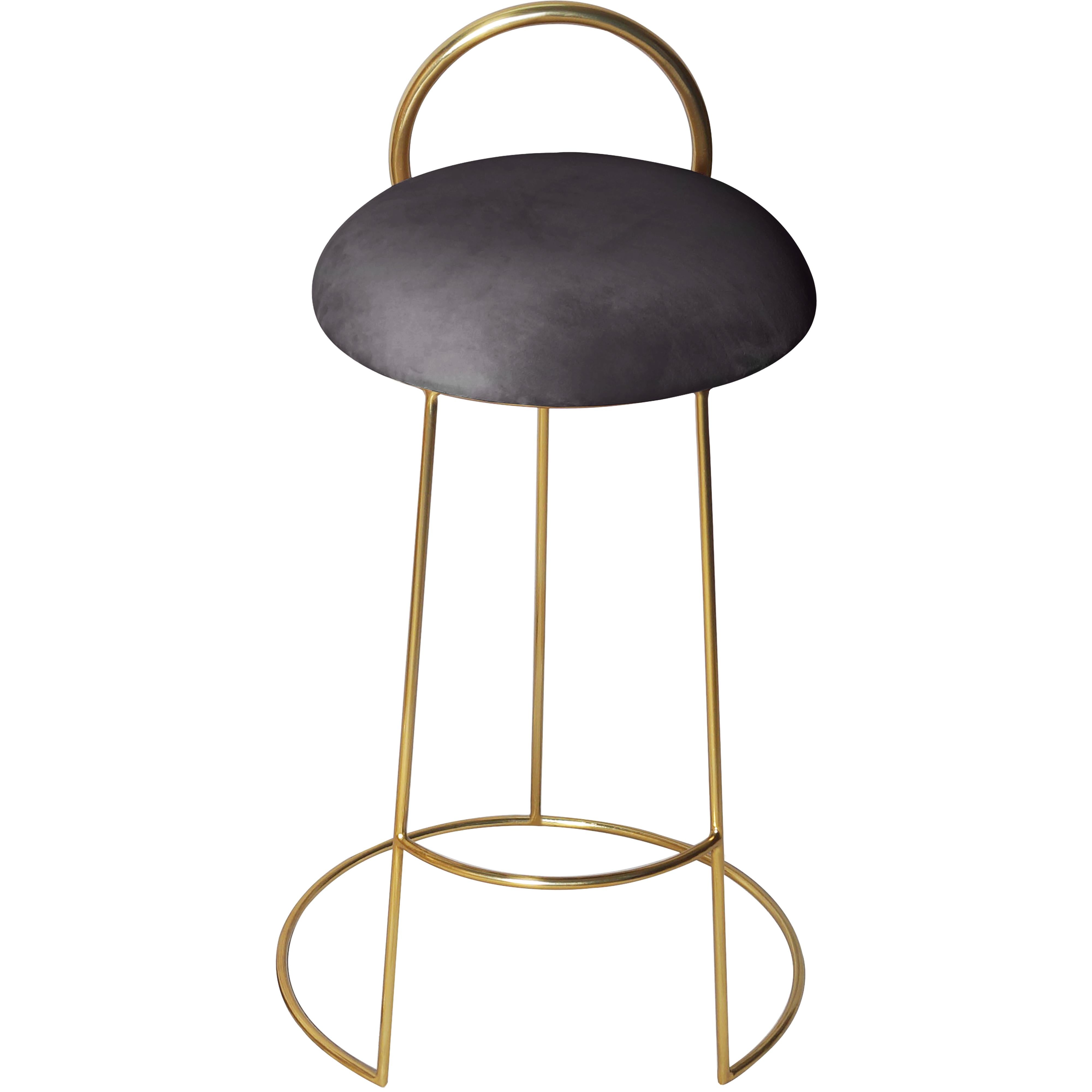 Meridian Ring Grey Velvet Counter Stool