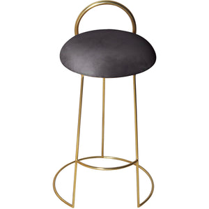Meridian Ring Grey Velvet Counter Stool