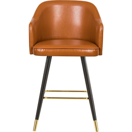 Meridian Barbosa Cognac Vegan Leather Counter/Bar Stool