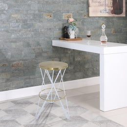 Meridian Mercury White Iron Bar Stool