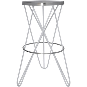 Meridian Mercury White Iron Bar Stool