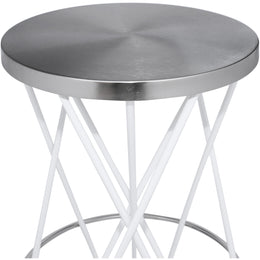 Meridian Mercury White Iron Bar Stool