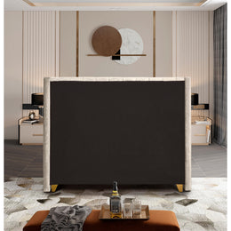Meridian Barolo Cream Velvet Queen Bed