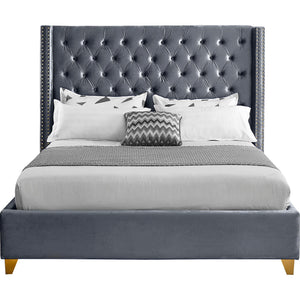 Meridian Barolo Grey Velvet Full Bed