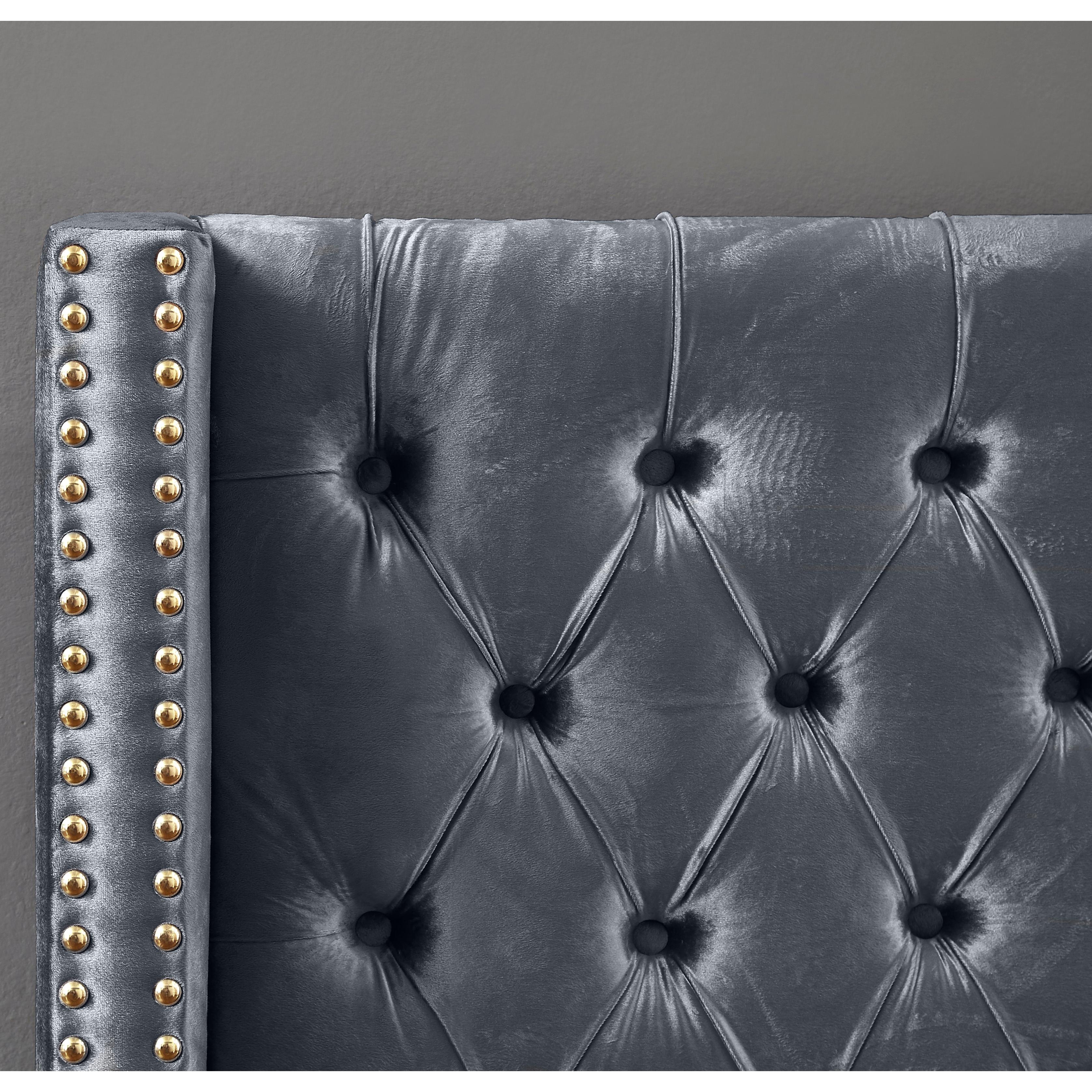 Meridian Barolo Grey Velvet King Bed
