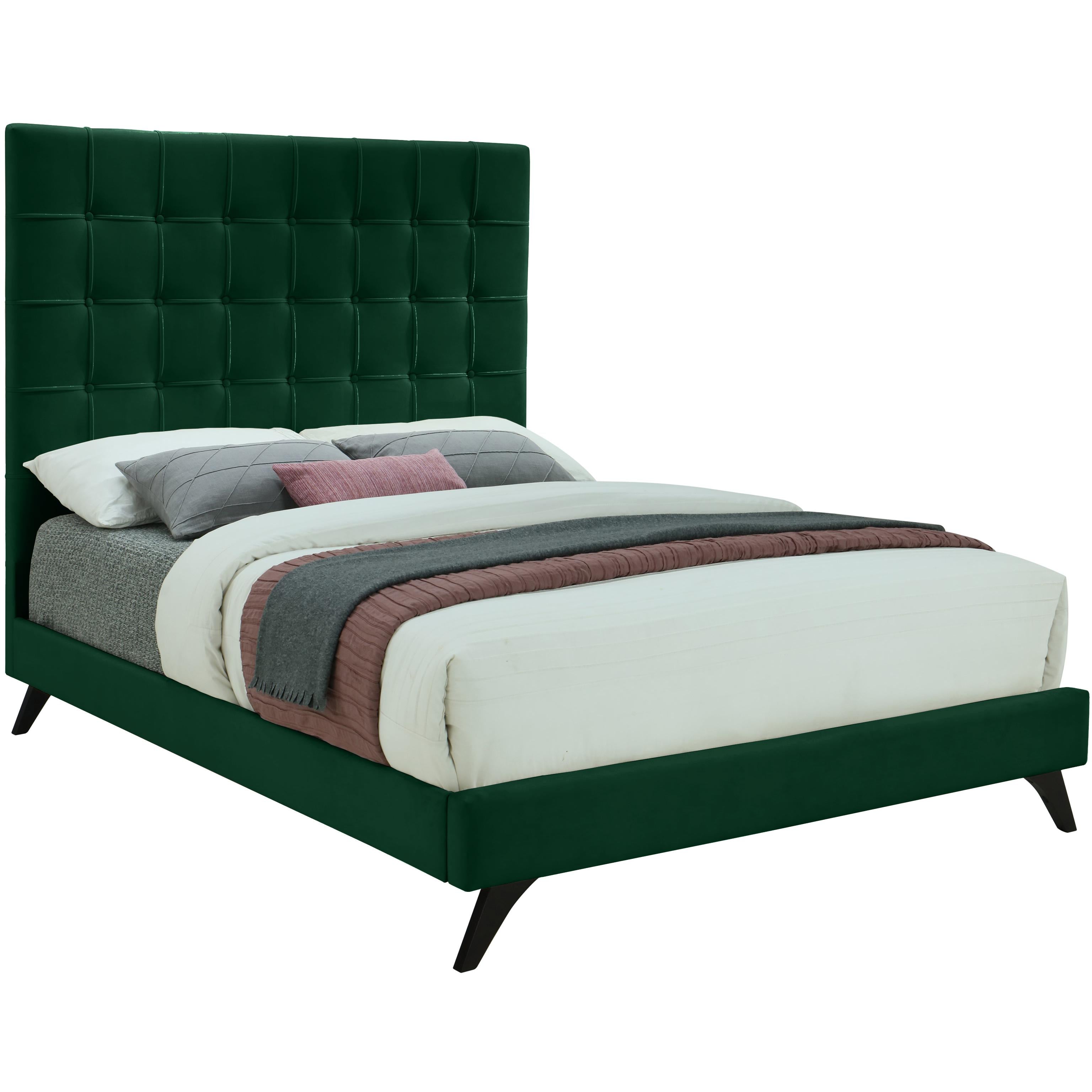 Meridian Elly Green Velvet Full Bed