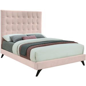 Meridian Elly Pink Velvet Full Bed