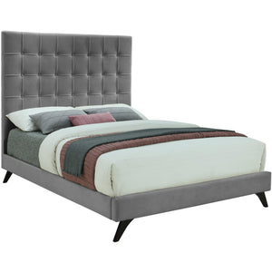 Meridian Elly Grey Velvet King Bed