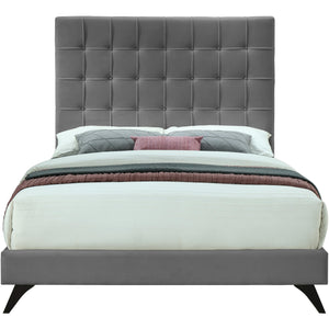 Meridian Elly Grey Velvet King Bed