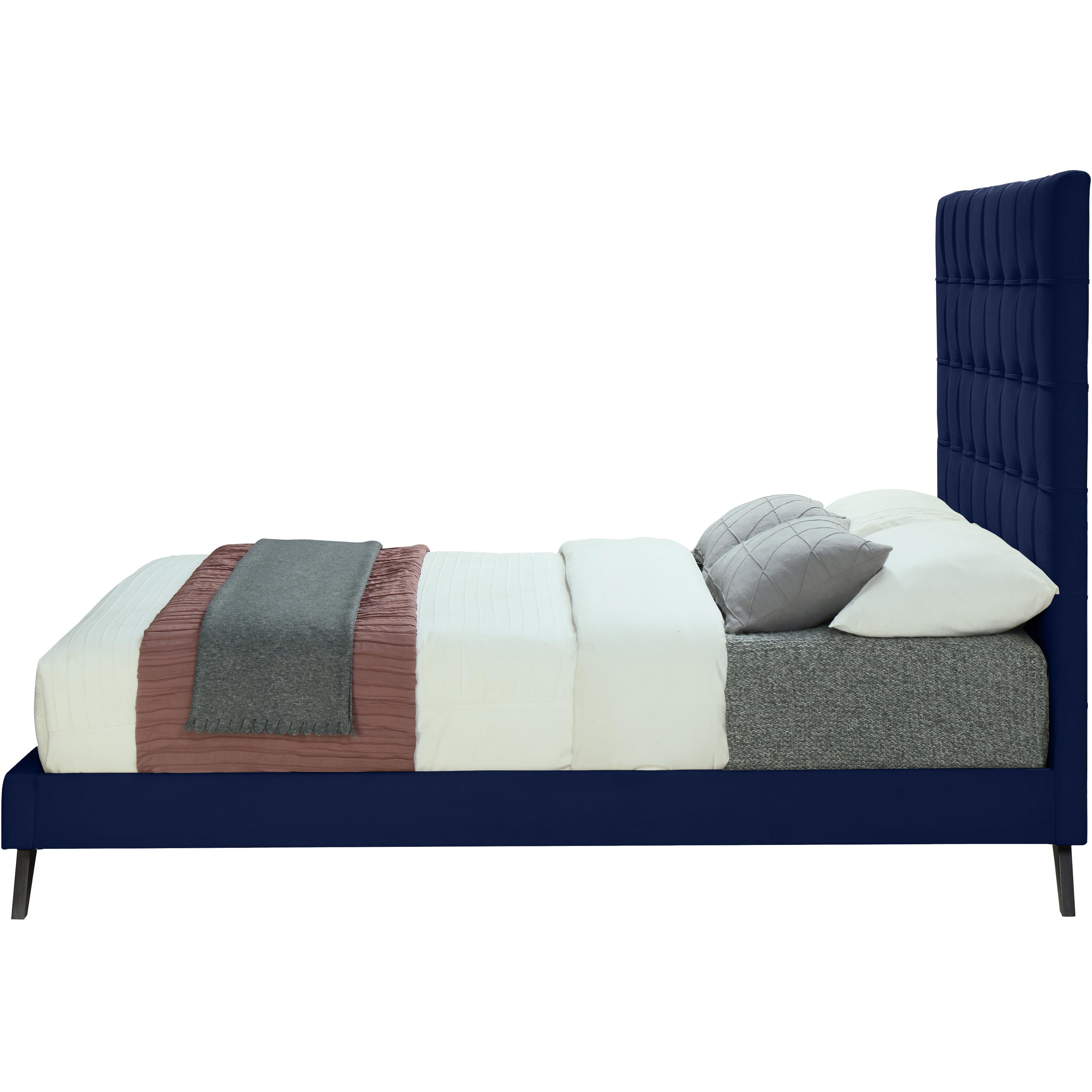 Meridian Elly Navy Velvet Queen Bed