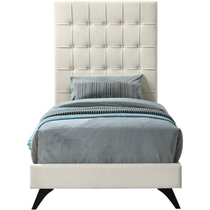 Meridian Elly Cream Velvet Twin Bed
