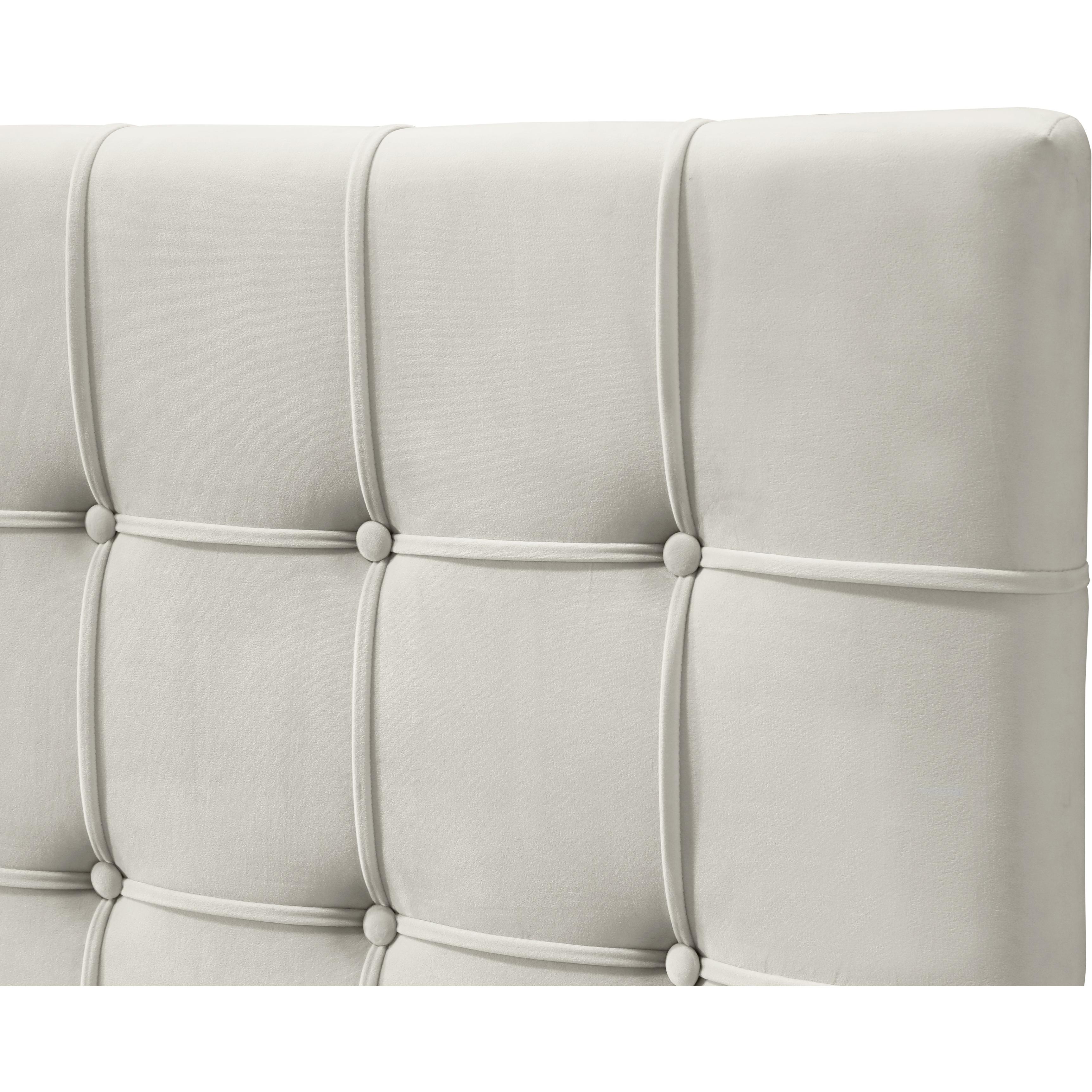 Meridian Elly Cream Velvet Twin Bed
