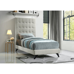 Meridian Elly Cream Velvet Twin Bed