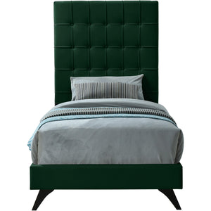 Meridian Elly Green Velvet Twin Bed
