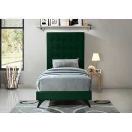Meridian Elly Green Velvet Twin Bed