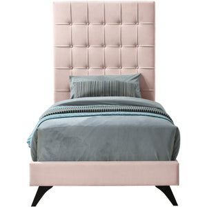 Meridian Elly Pink Velvet Twin Bed