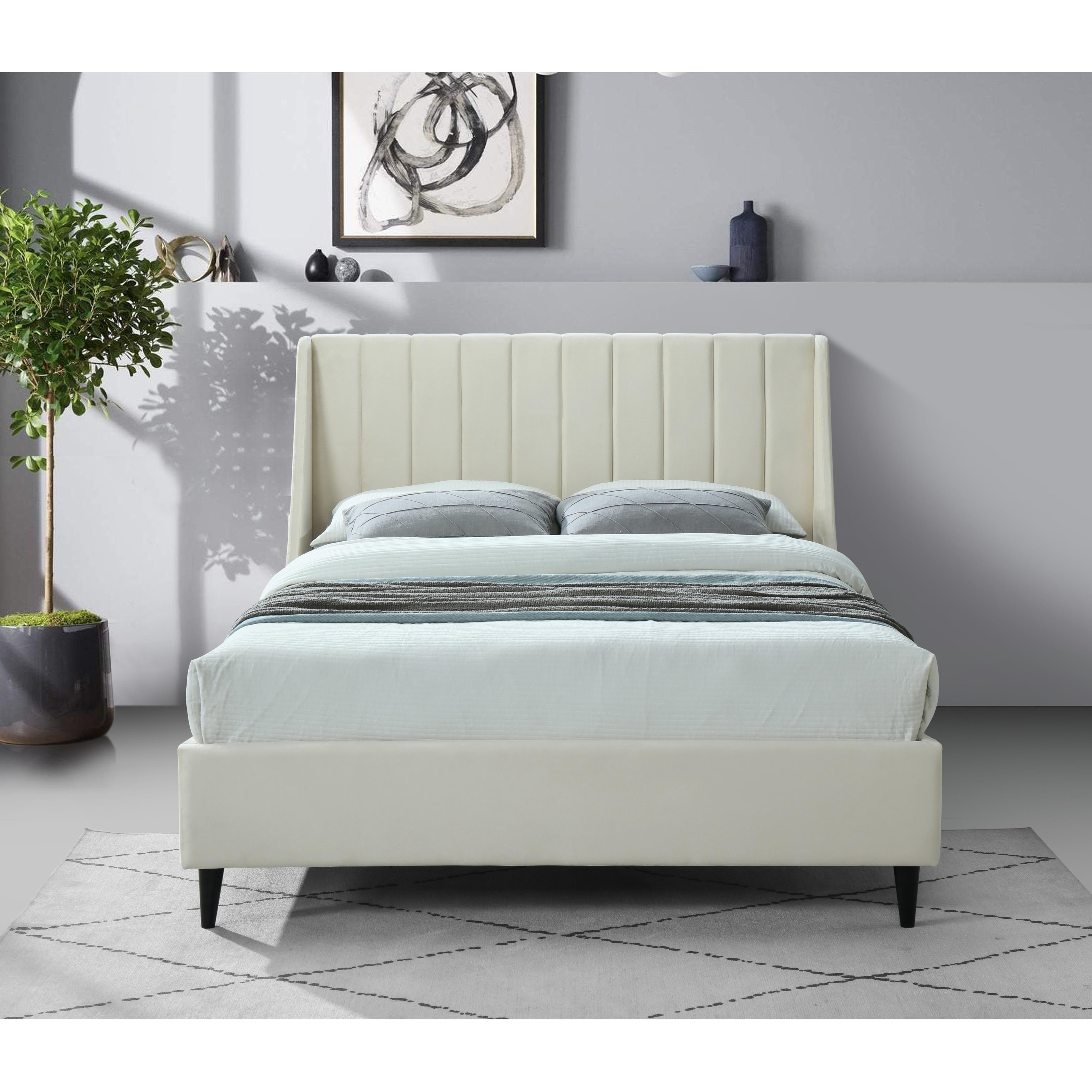 Meridian Eva Cream Velvet Full Bed