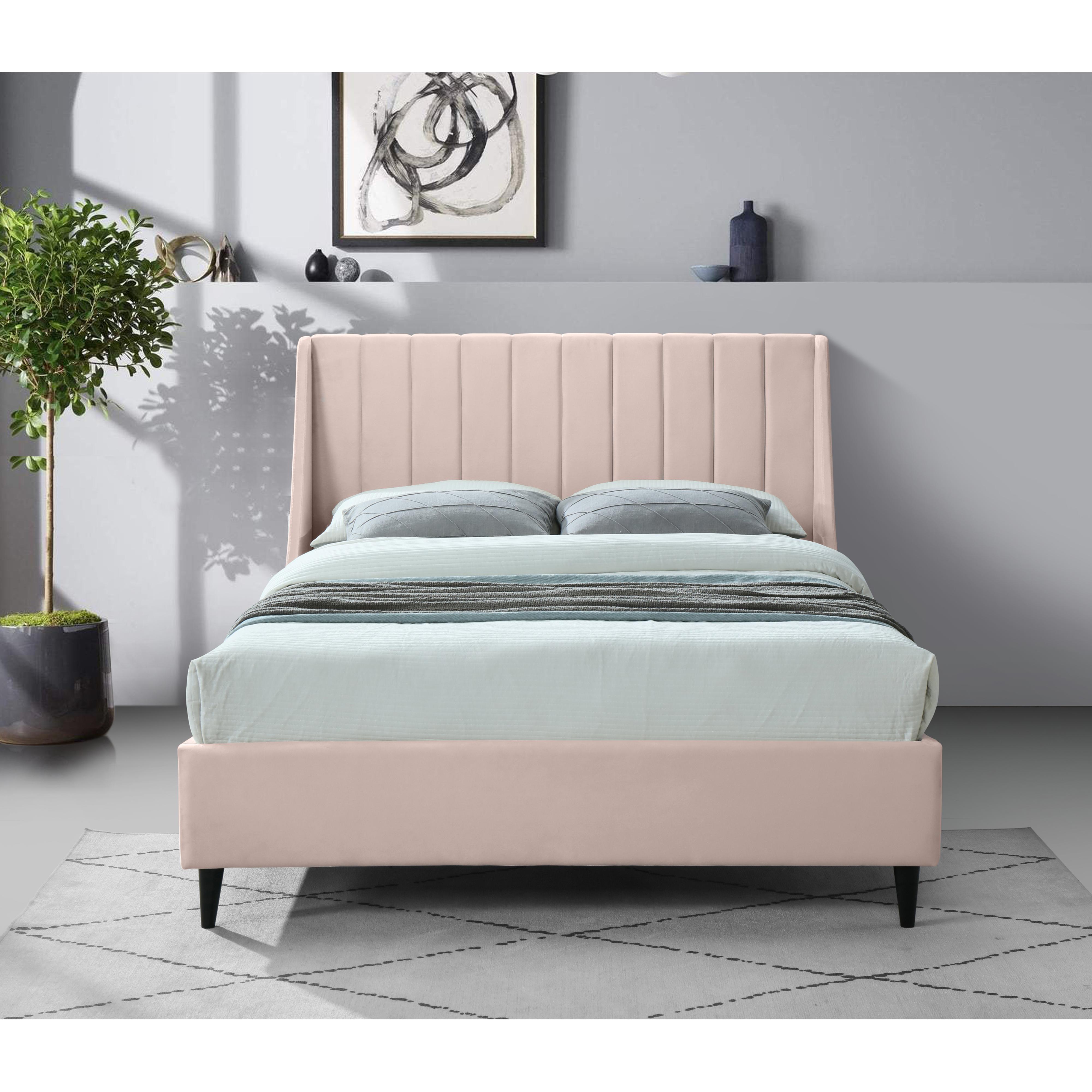 Meridian Eva Pink Velvet Full Bed