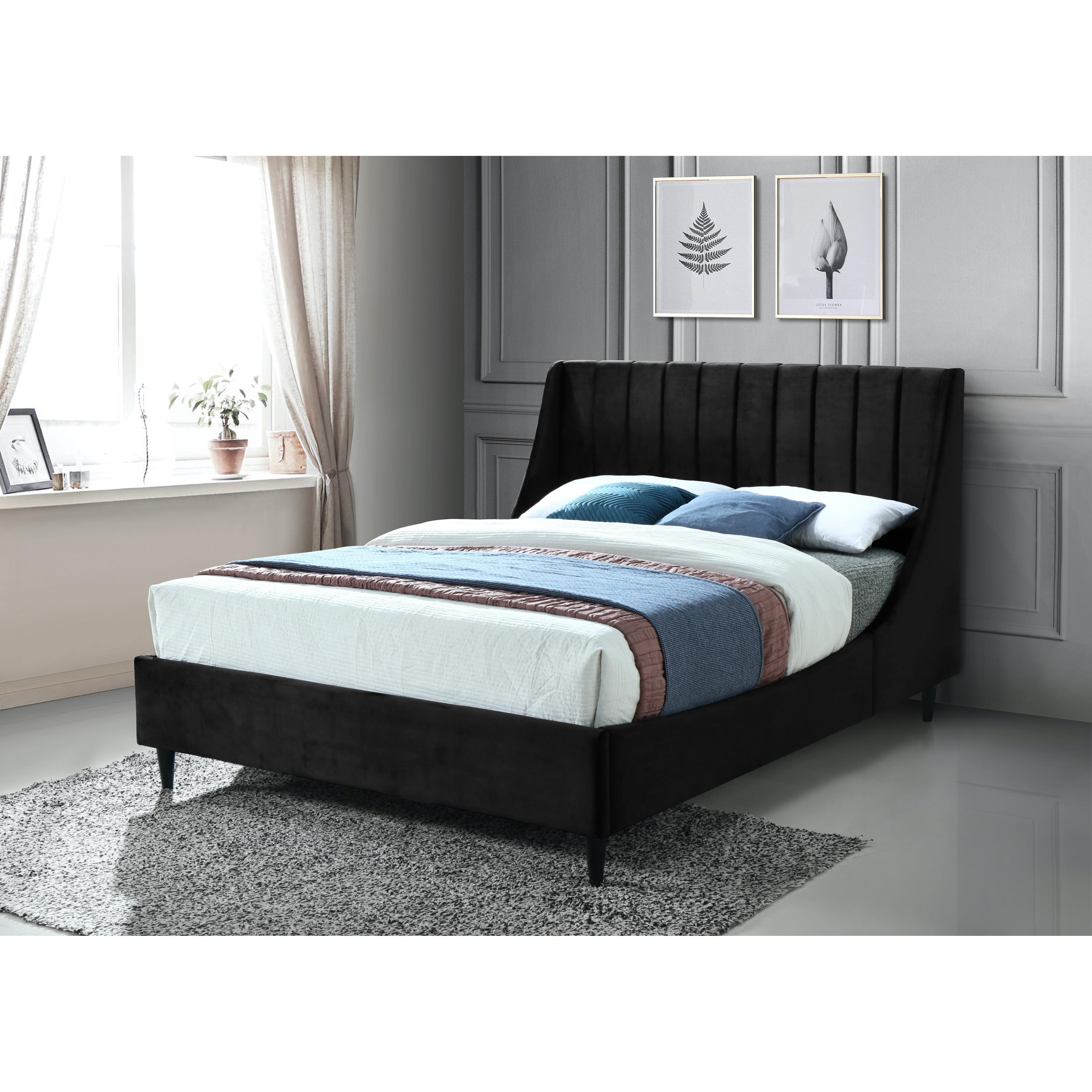 Meridian Eva Black Velvet King Bed